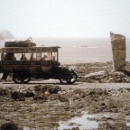 Postcard from the movie showing the Bus Stop at Killins Cross (Slea Head, Dingle Peninsula, Co. Kerry)